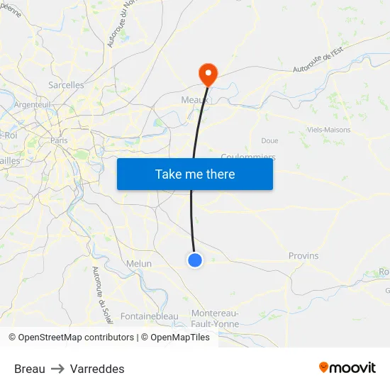 Breau to Varreddes map