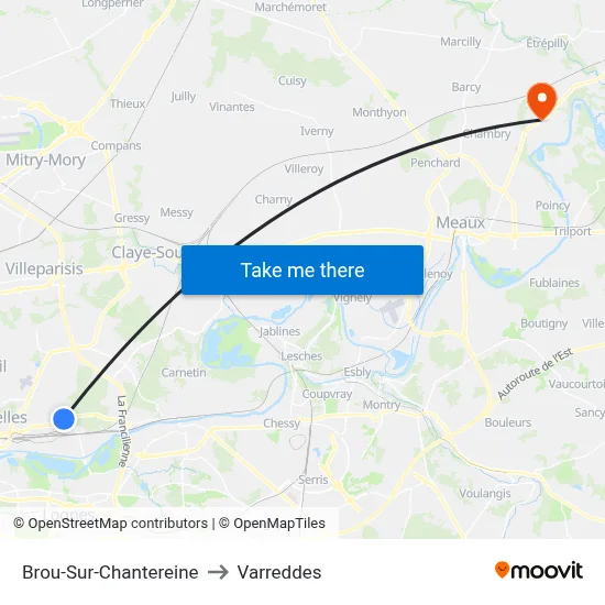 Brou-Sur-Chantereine to Varreddes map