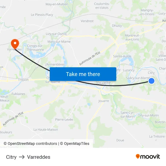 Citry to Varreddes map