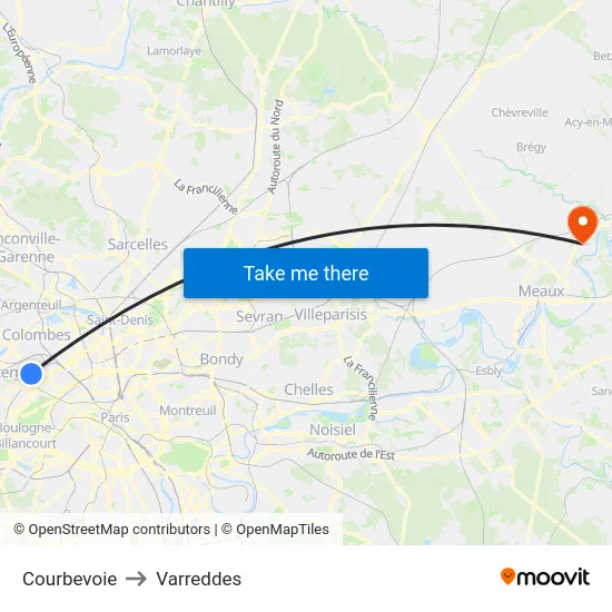 Courbevoie to Varreddes map