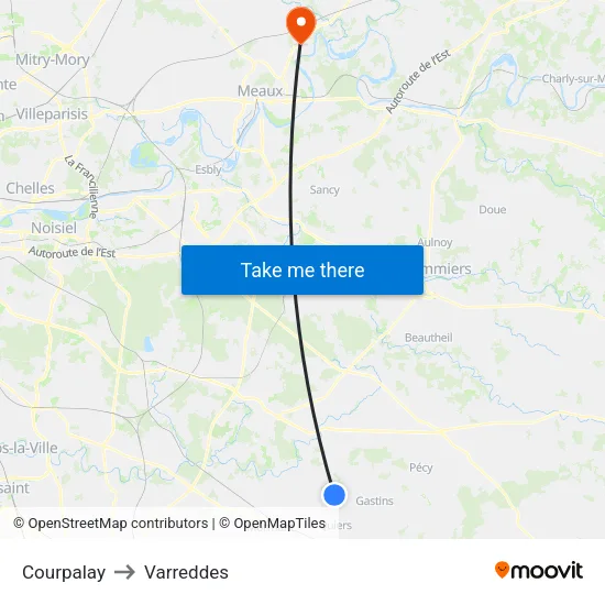 Courpalay to Varreddes map