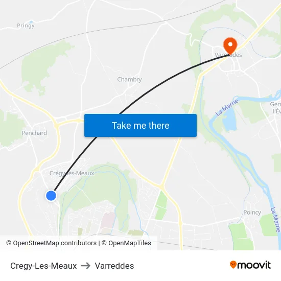 Cregy-Les-Meaux to Varreddes map