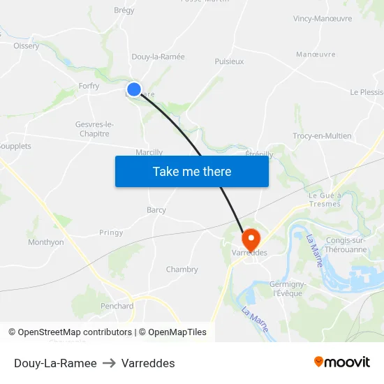 Douy-La-Ramee to Varreddes map