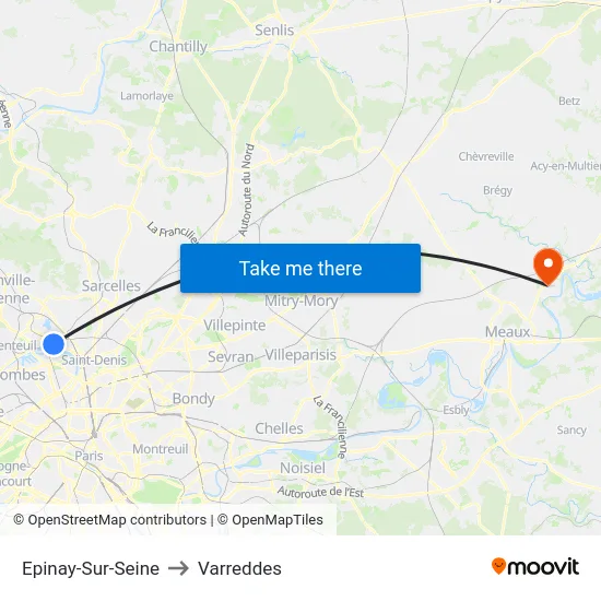 Epinay-Sur-Seine to Varreddes map