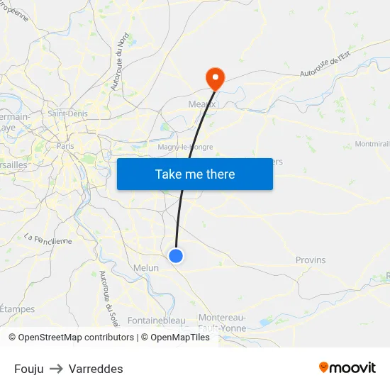 Fouju to Varreddes map