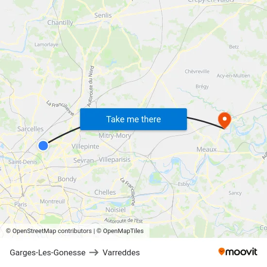Garges-Les-Gonesse to Varreddes map