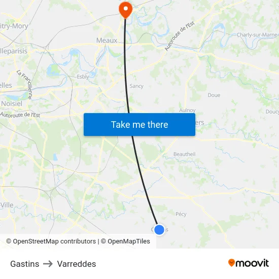 Gastins to Varreddes map