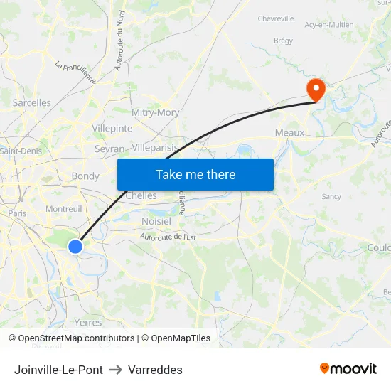 Joinville-Le-Pont to Varreddes map
