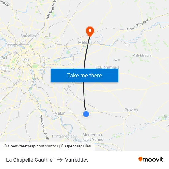 La Chapelle-Gauthier to Varreddes map