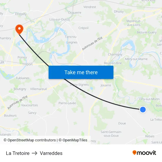 La Tretoire to Varreddes map