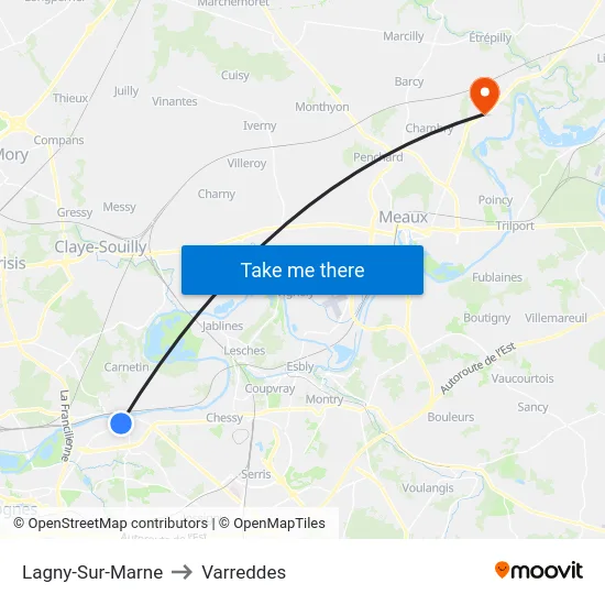 Lagny-Sur-Marne to Varreddes map