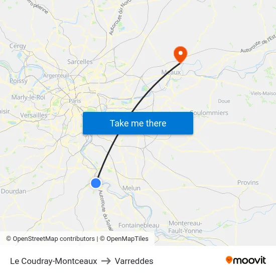 Le Coudray-Montceaux to Varreddes map