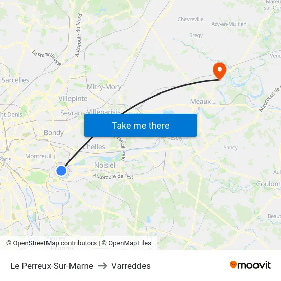 Le Perreux-Sur-Marne to Varreddes map