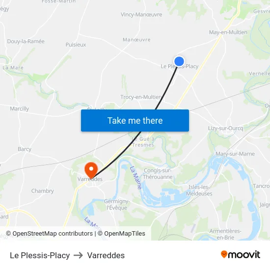 Le Plessis-Placy to Varreddes map