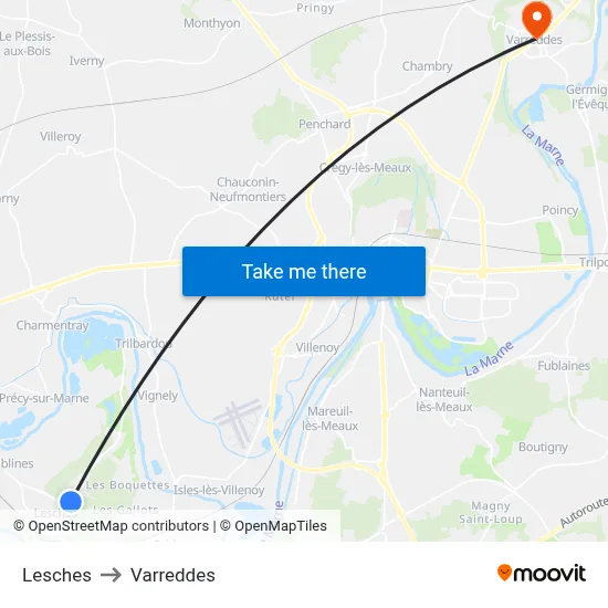 Lesches to Varreddes map