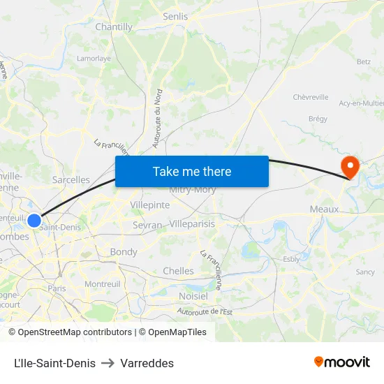 L'Ile-Saint-Denis to Varreddes map