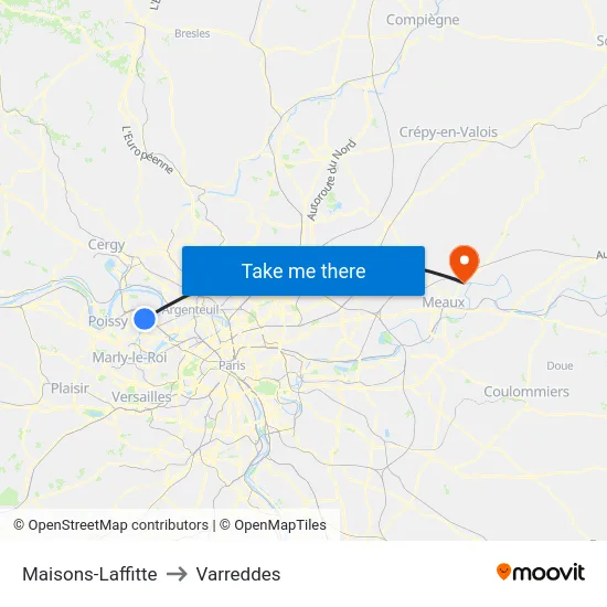 Maisons-Laffitte to Varreddes map