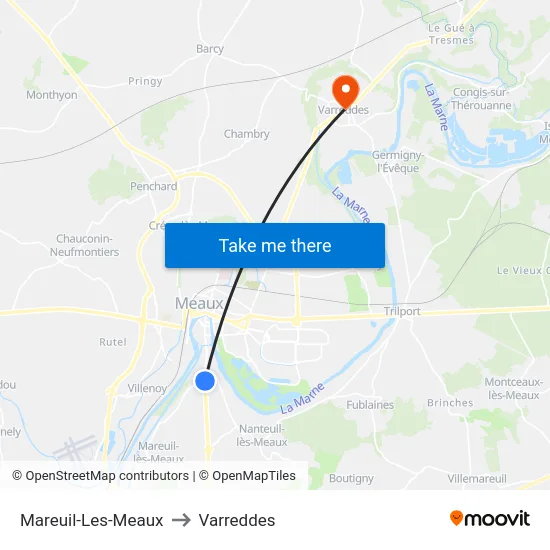 Mareuil-Les-Meaux to Varreddes map
