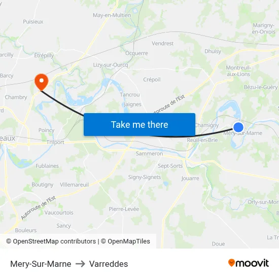 Mery-Sur-Marne to Varreddes map
