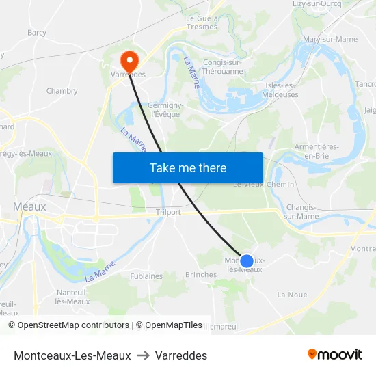 Montceaux-Les-Meaux to Varreddes map