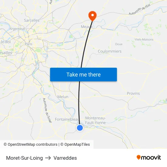 Moret-Sur-Loing to Varreddes map