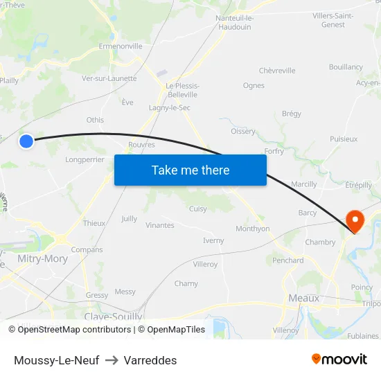 Moussy-Le-Neuf to Varreddes map