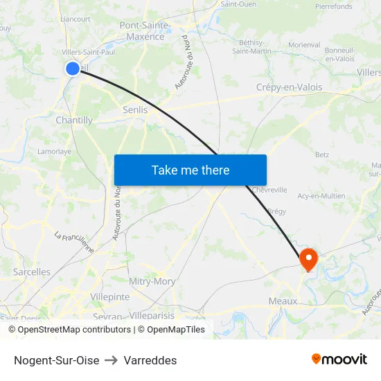 Nogent-Sur-Oise to Varreddes map