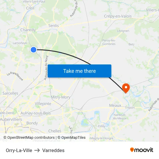 Orry-La-Ville to Varreddes map