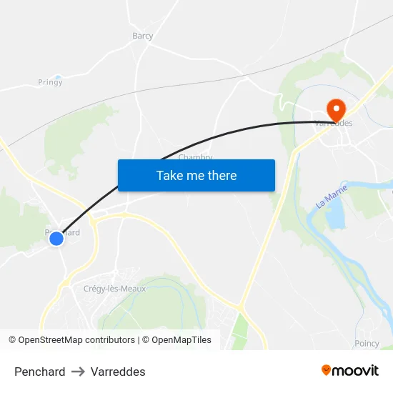 Penchard to Varreddes map