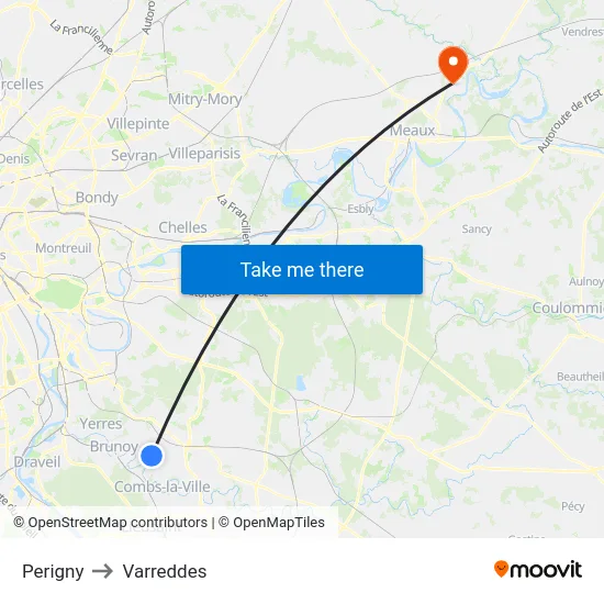 Perigny to Varreddes map