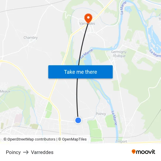 Poincy to Varreddes map