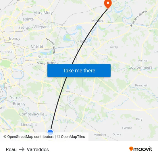 Reau to Varreddes map