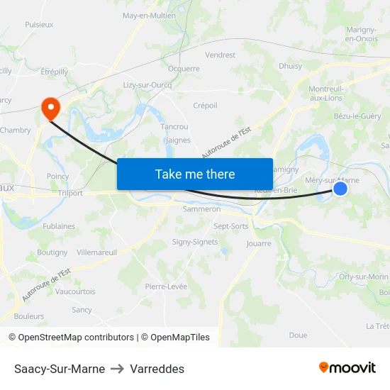 Saacy-Sur-Marne to Varreddes map