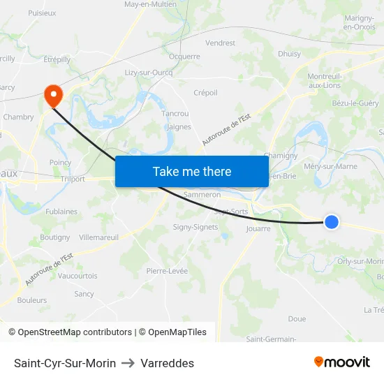 Saint-Cyr-Sur-Morin to Varreddes map