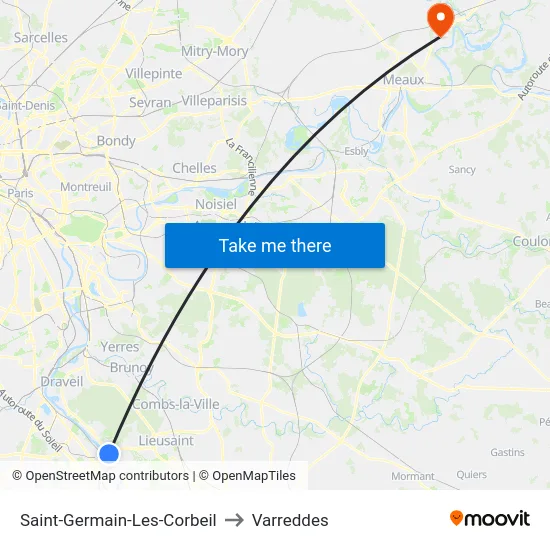 Saint-Germain-Les-Corbeil to Varreddes map