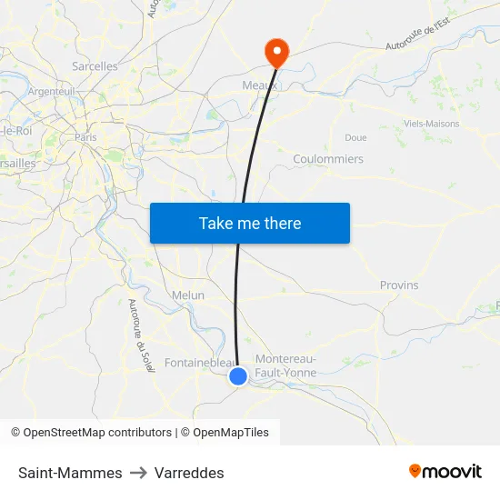 Saint-Mammes to Varreddes map