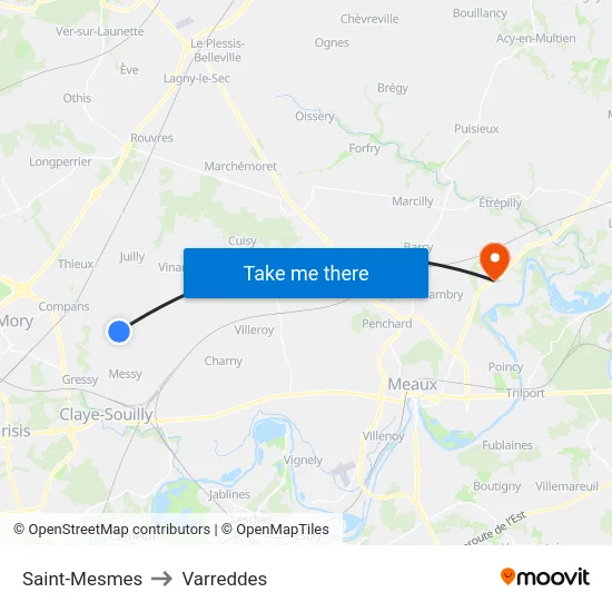 Saint-Mesmes to Varreddes map