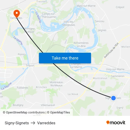Signy-Signets to Varreddes map