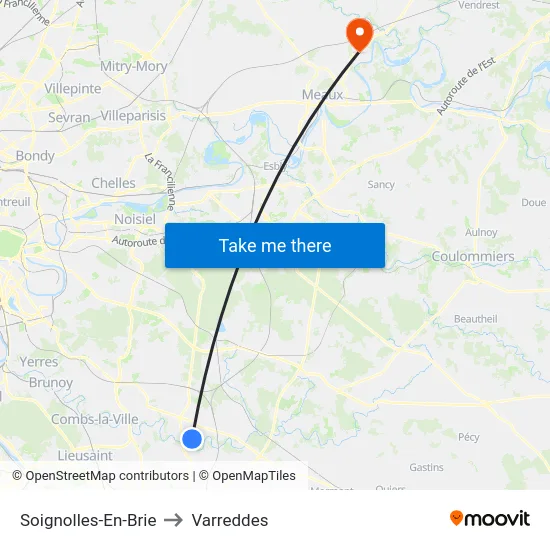 Soignolles-En-Brie to Varreddes map