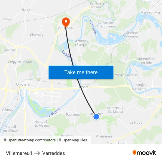 Villemareuil to Varreddes map