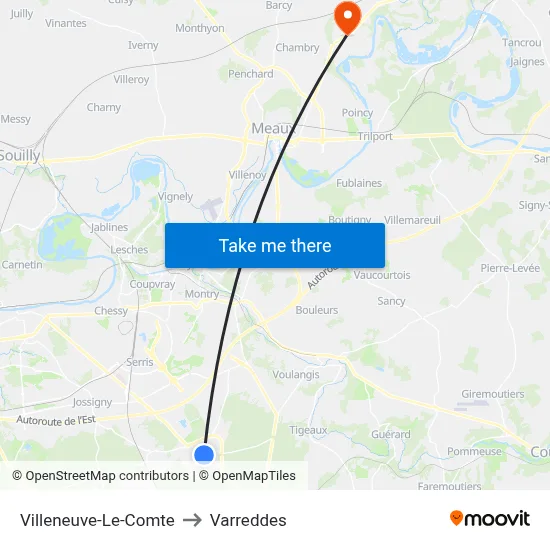 Villeneuve-Le-Comte to Varreddes map