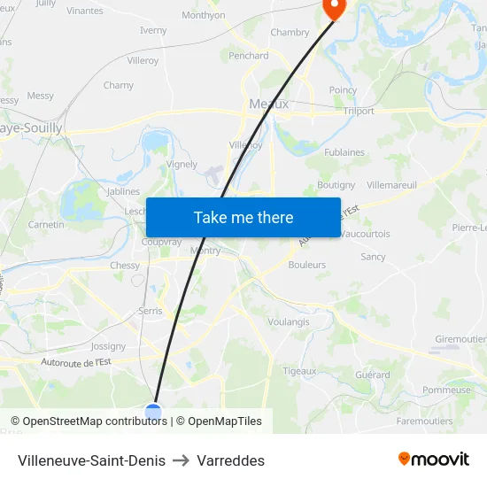 Villeneuve-Saint-Denis to Varreddes map