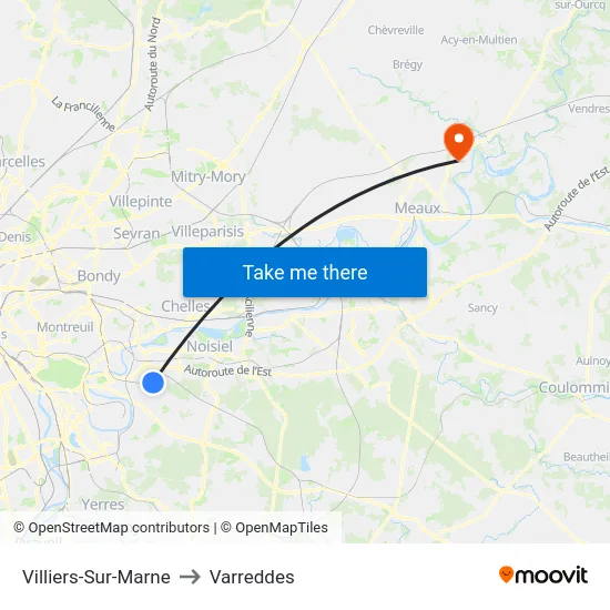 Villiers-Sur-Marne to Varreddes map