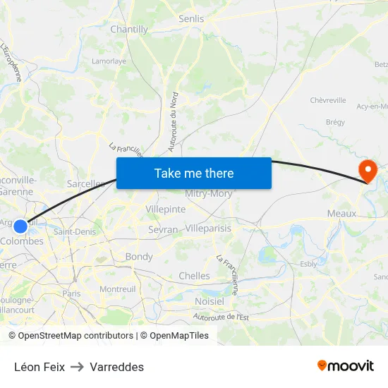 Léon Feix to Varreddes map