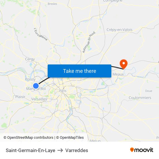 Saint-Germain-En-Laye to Varreddes map