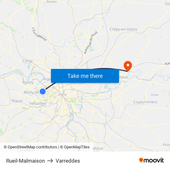 Rueil-Malmaison to Varreddes map