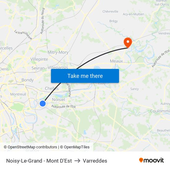 Noisy-Le-Grand - Mont D'Est to Varreddes map