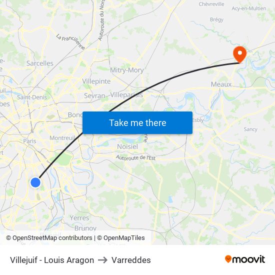 Villejuif - Louis Aragon to Varreddes map