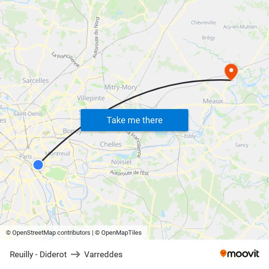 Reuilly - Diderot to Varreddes map