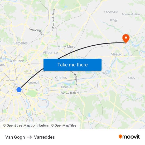 Van Gogh to Varreddes map